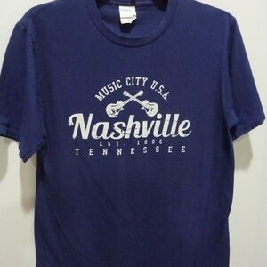 Nashville Tennessee Music City Men's T-Shirt BLUE SIZE S